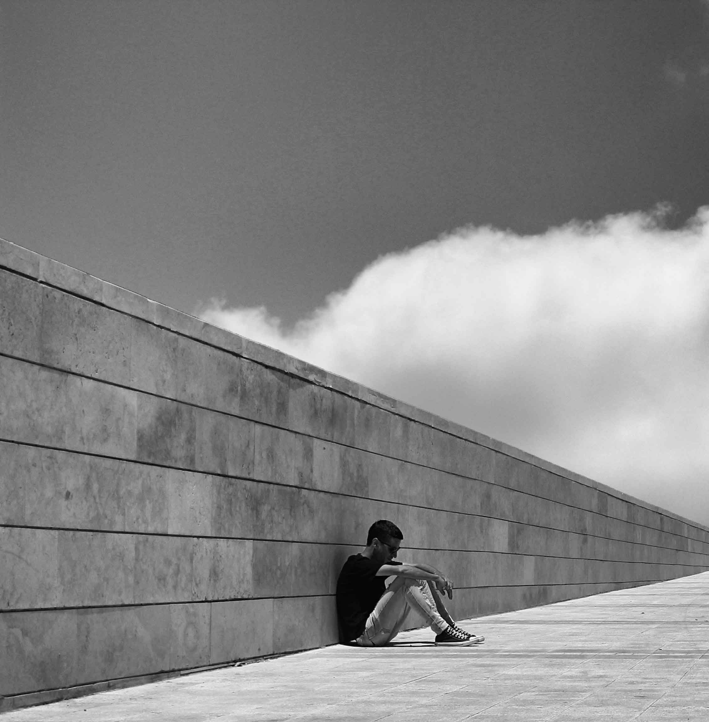 Self-portrait with dramatic shadow play