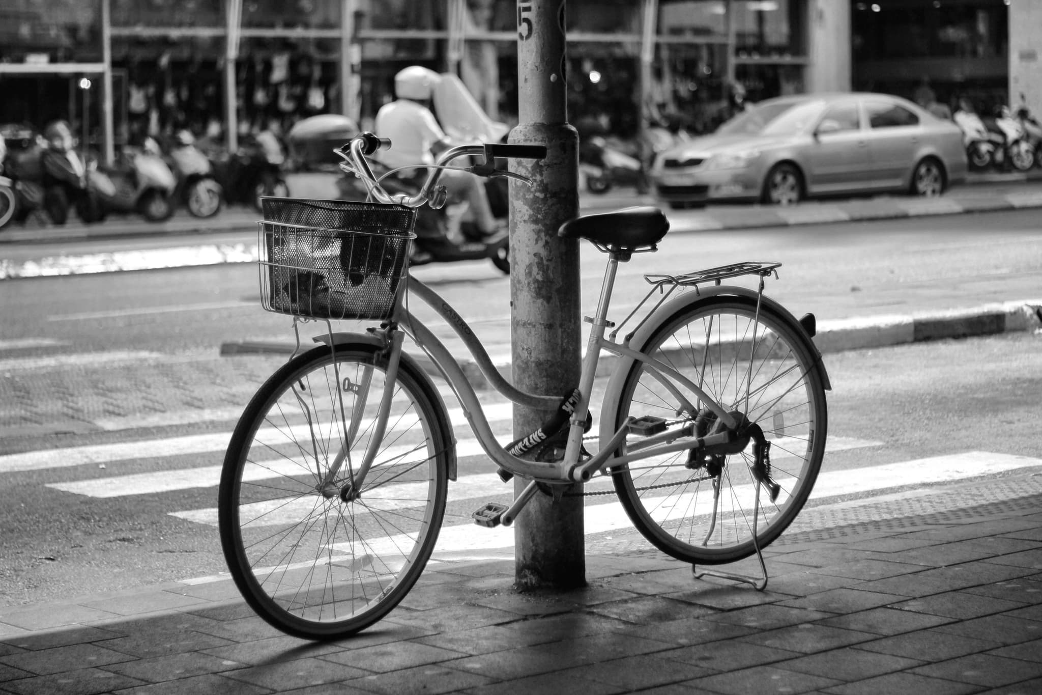 Pedestrians crossing a busy intersection